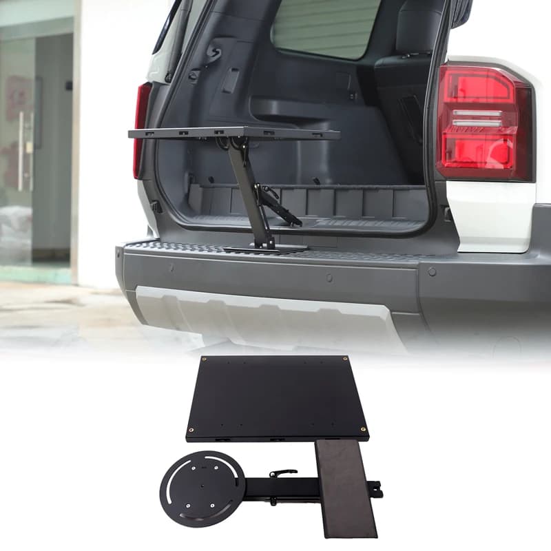 For Toyota Land Cruiser Prado LC250 250 2024 + Carbon Steel + Aluminum Alloy Camping Table Portable Car Trunk Lock Latch Table