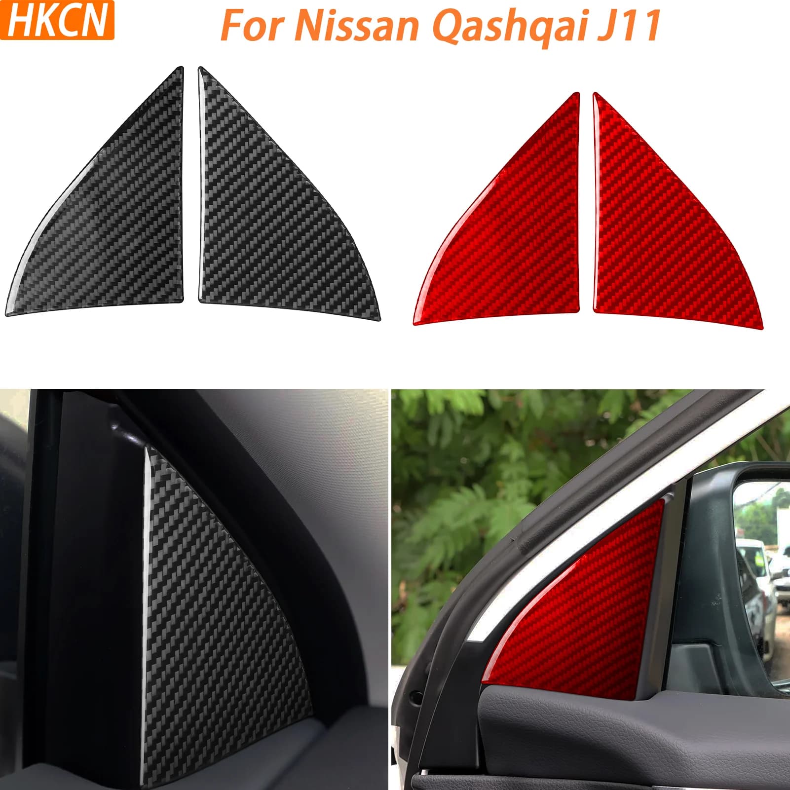 For Nissan Qashqai J11 2017-2021 Car Door Triangular Window A-pillar Panel Decorative Carbon Fiber Interior Accessory Sticker