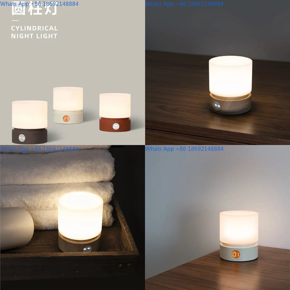 Rechargeable Cylinder Night Light LED Desk Lamp with Touch Control and Breathing Ambient Lighting