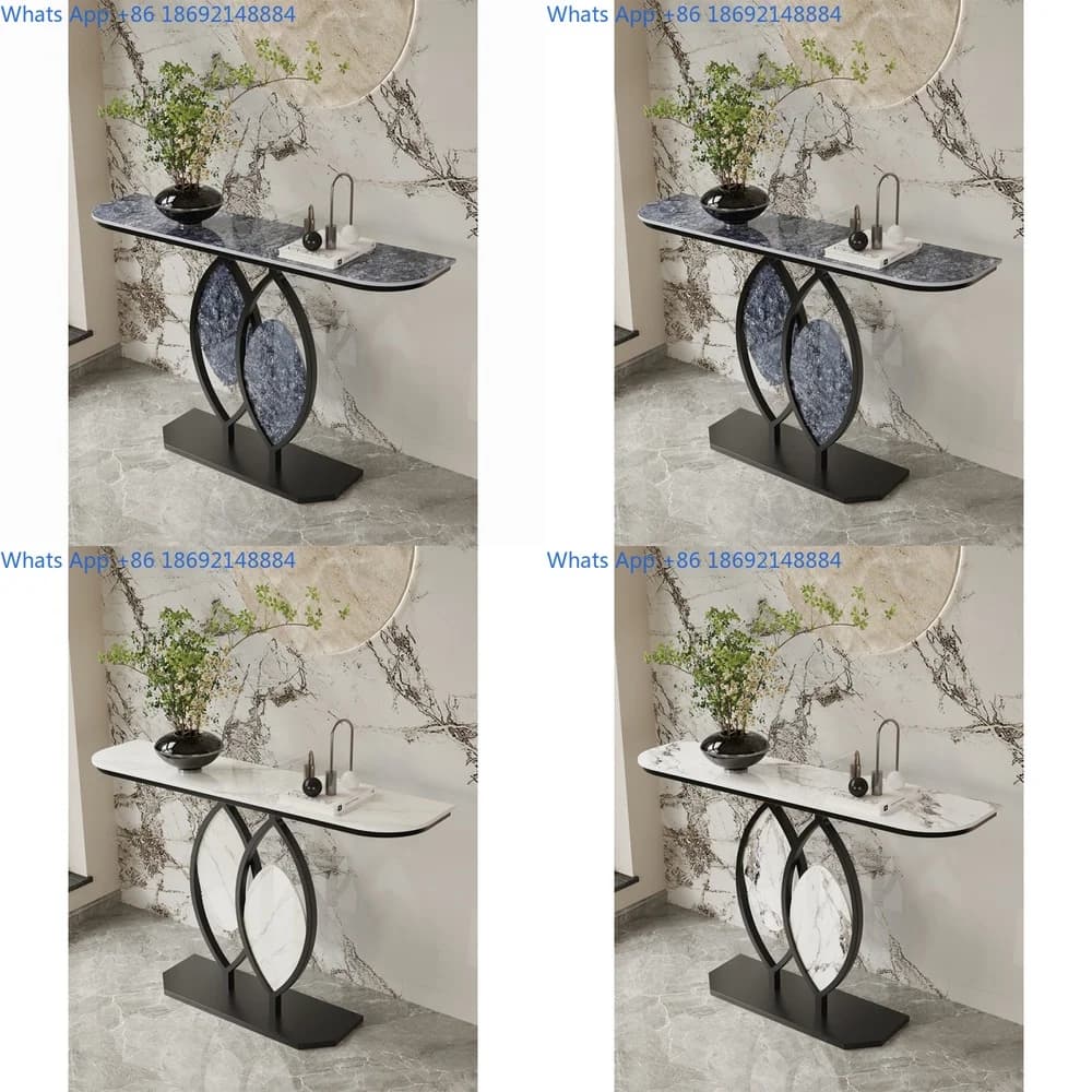 Italian Style Luxury Entryway Table Minimalist Hall Console Art Decorative Half Round Foyer Stand