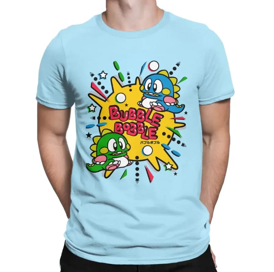 80's Retro  Bubble Bobble Game Gift t shirt NerdGeek Gamer Arcade Graphic Clothes Short Sleeve Cartoon Tee All size Tops S-6XL