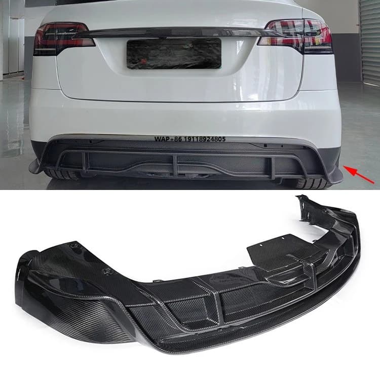 For  Model X  2023 Rear Lip Diffuser Spoiler Dry Carbon Fiber Rear Bumper Diffuser