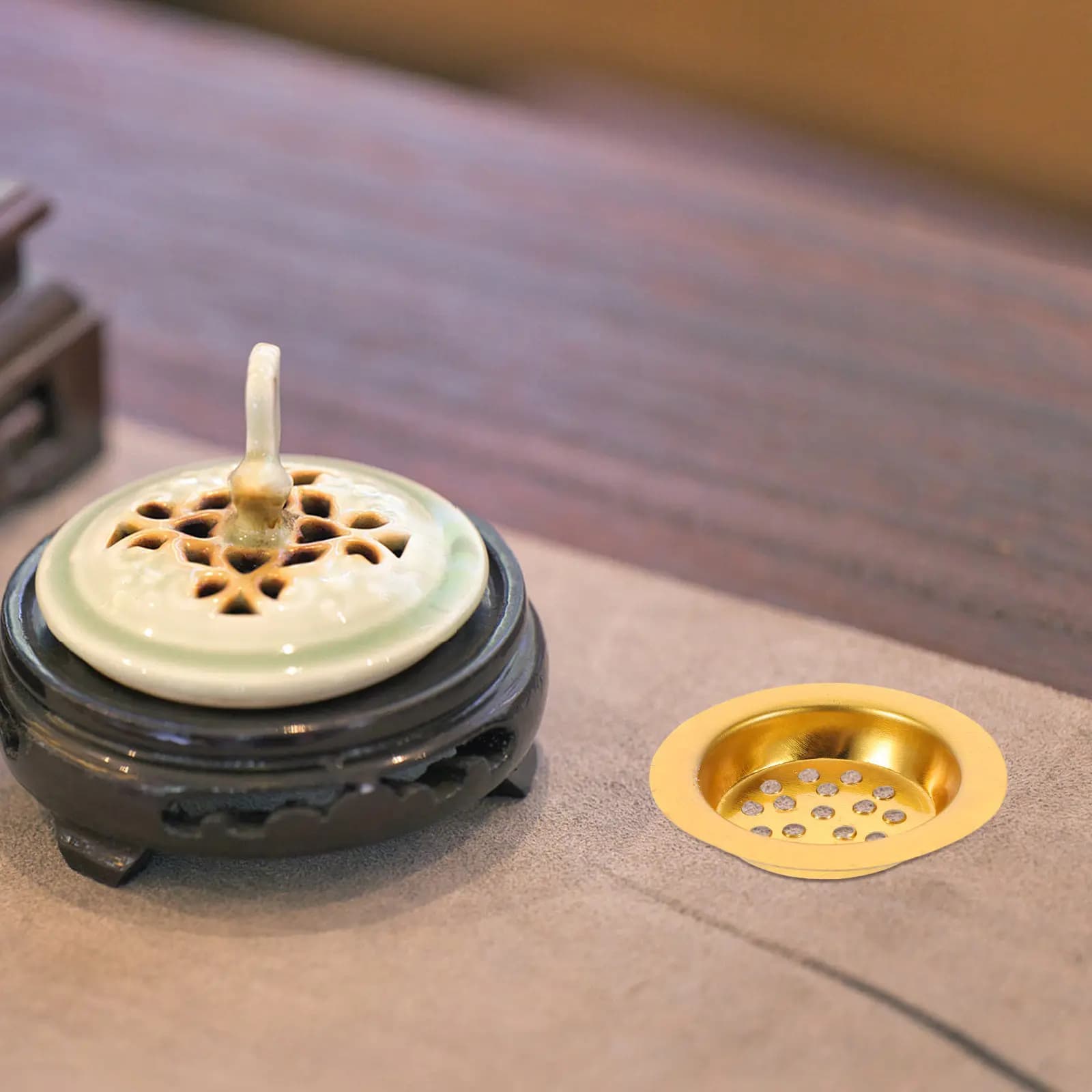 10 Pcs Middle Eastern Style Gold Tone Incense Cup Iron  Incense Burner Tray Incense Cone Holder Cup Mesh Screen Ash Catcher