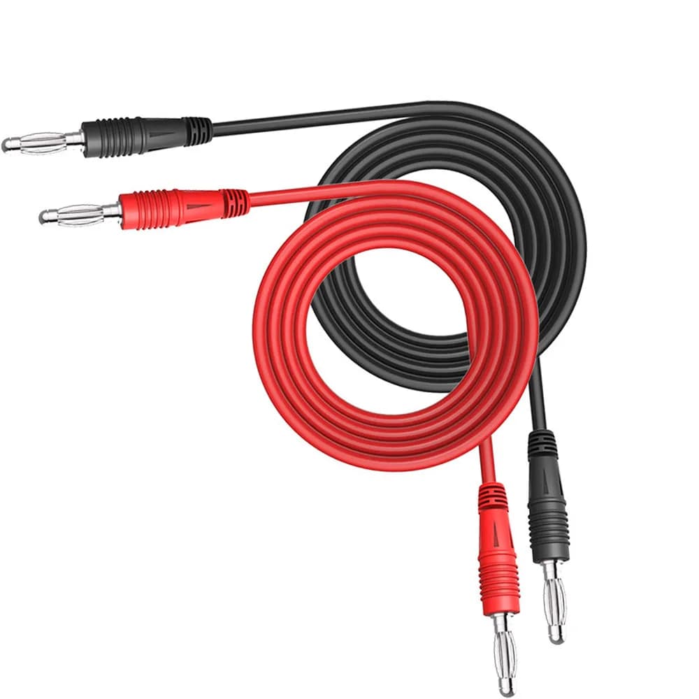 P1041 Dual 4mm Banana Plug 2PCS 1000V 15A Copper Multimeter Test Leads Soft Test Cable for Electrical Testing 1M Cable Black Red