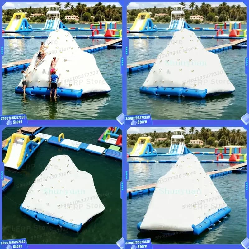 Commercial Outdoor PVC Inflatable Water Rock Climbing Wall Hammock Customized Color Size SHUNYUAN Brand 1 Year Warranty