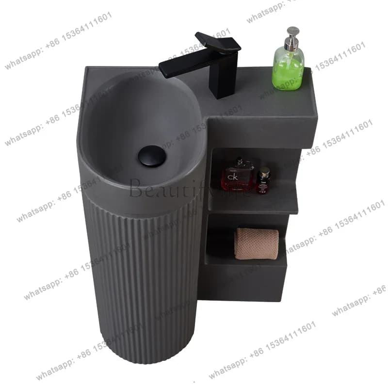 Artificial stone column type washbasin balcony bathroom hotel floor type pillar basin