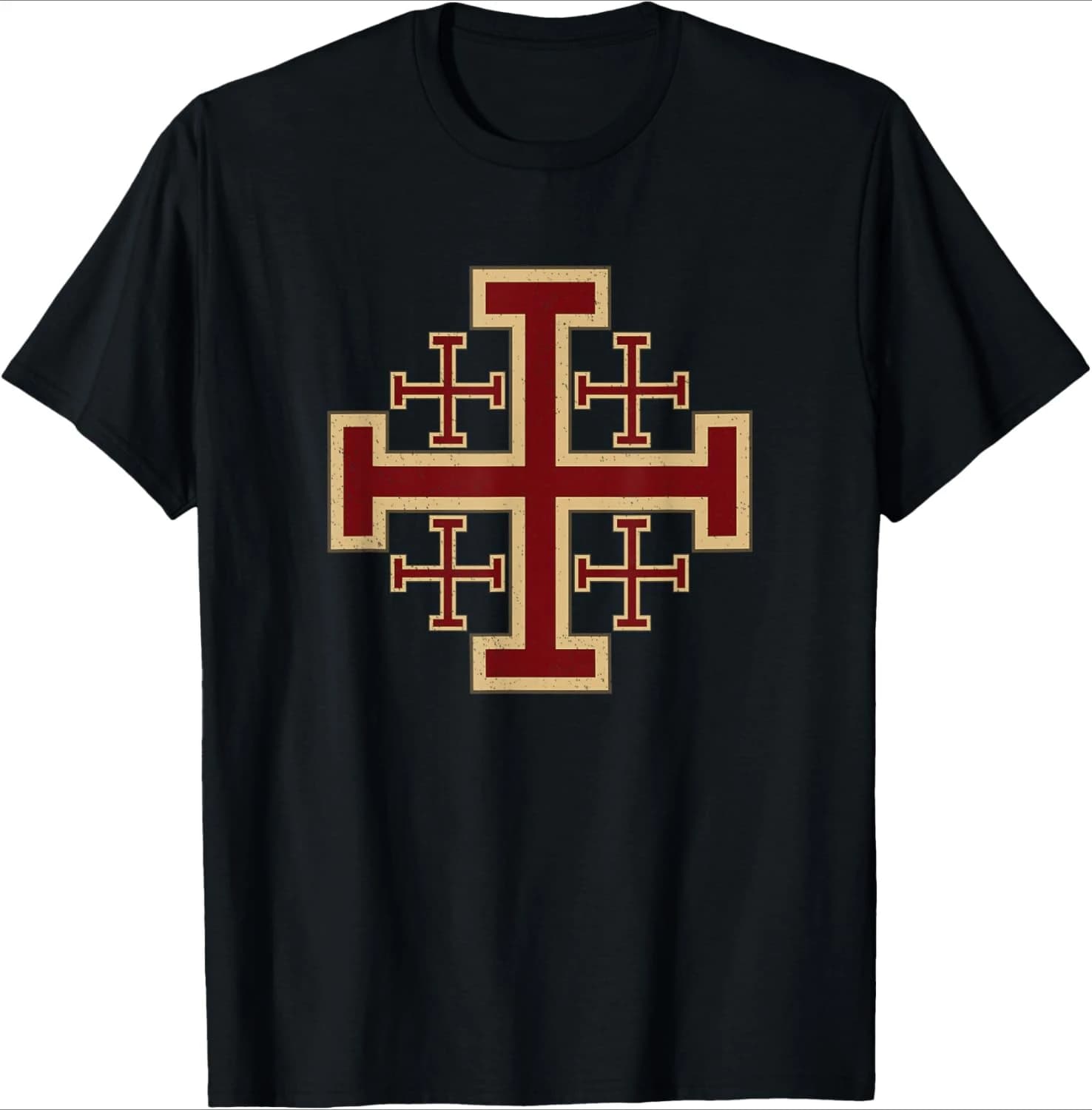 Jerusalem Cross Knights Templar Christian pattern design-100% cotton summer O-neck short sleeve casual printed men's T-shirt.