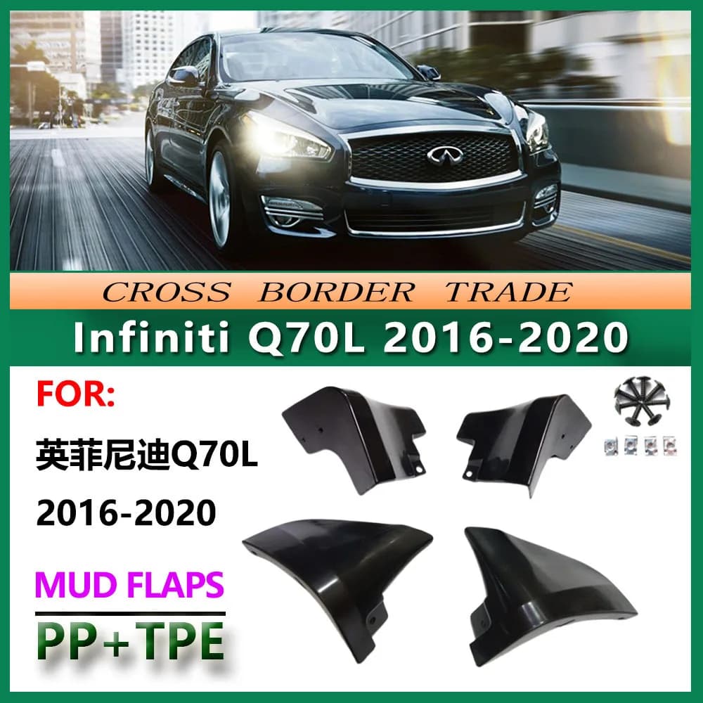 For Infiniti Q70L M25L 2016-2020 Mud Flaps OE Style Splash Guards Set of 4 Perfect Fit for Luxury Sedan Front & Rear