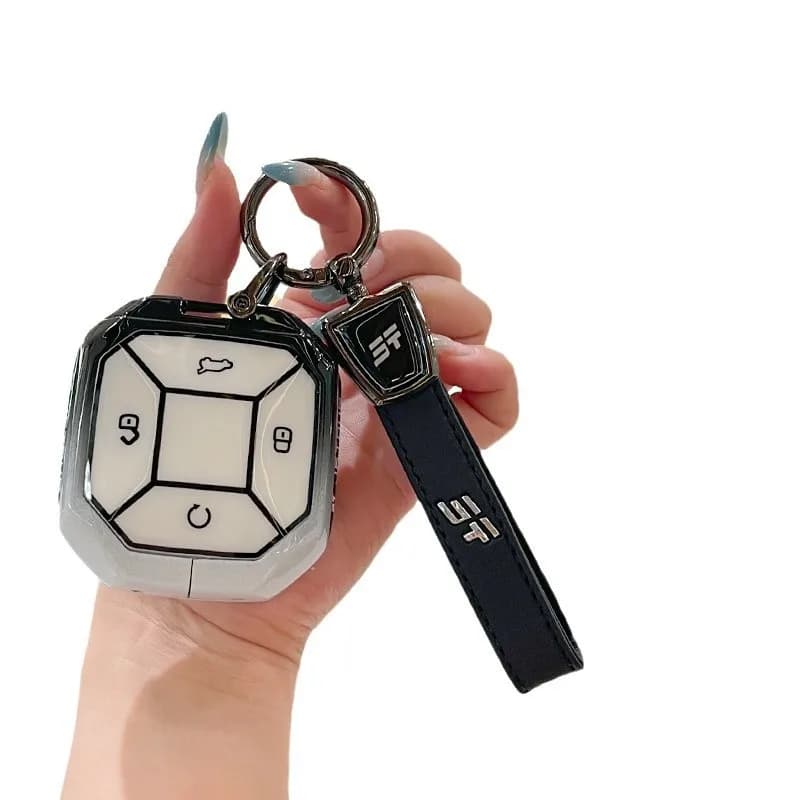 Premium Zinc Alloy Key Cover Case for Jetour Traveller/Shanhai T2/T2 CDM - Protective Key Fob Shell Key Bag Chain