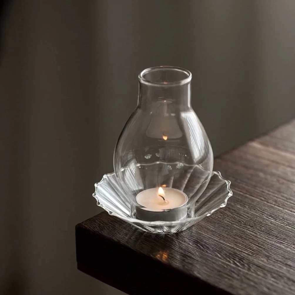 Zen Inspired Glass Candle Holder Retro Windproof Candlestick for Candles Home Desktop Ornament Minimalist Candlestick Room Decor