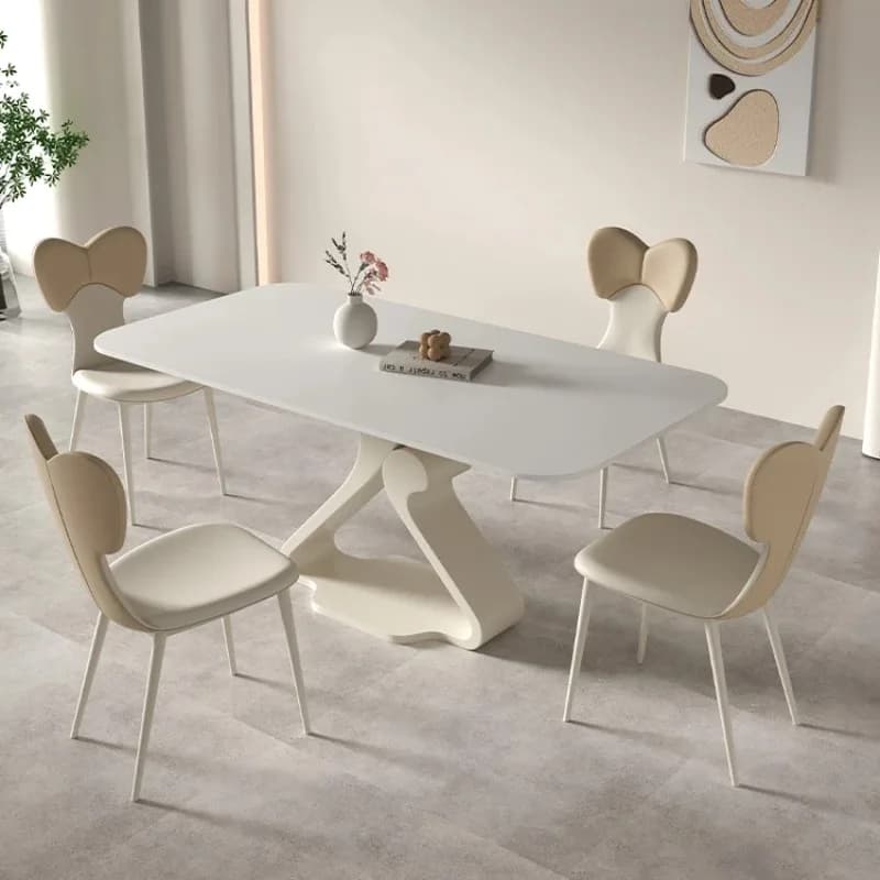 Unique Designer Luxury Dining Table White 6 Person Nordic Faux Marble Dining Table Living Room Study Mesas De Comedor Furniture