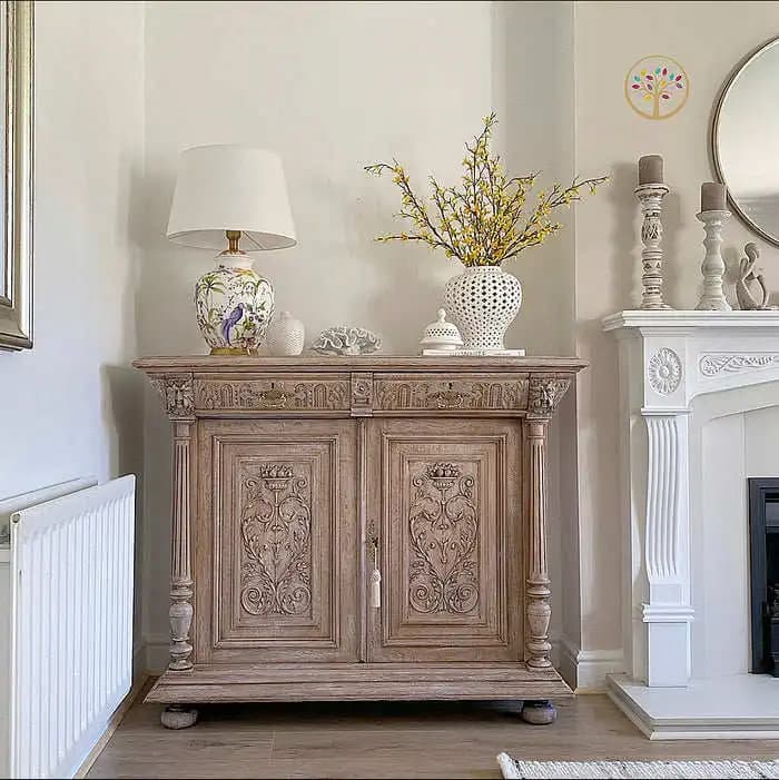 LLMM solid wood retro old double door storage side cabinet log carving light luxury foyer