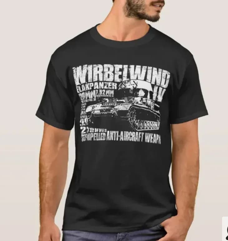 FlakPanzer IV "Wirbelwind" Self-propelled Anti-aircraft Gun T-Shirt 100% Cotton O-Neck Summer Short Sleeve Casual Mens T-shirt