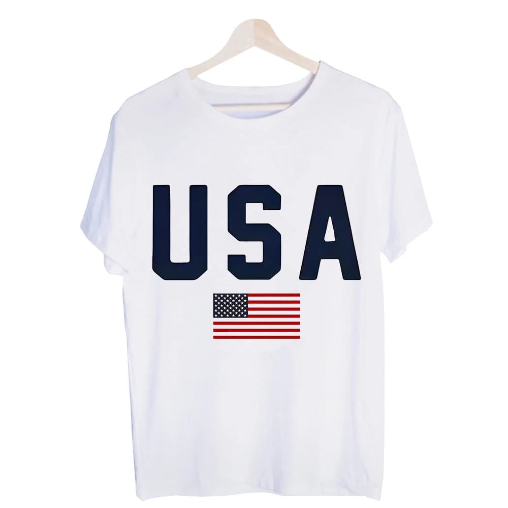 Men's USA Letter Print Graphic Tee, Short Sleeve Crew Neck T-Shirt for Casual Summer Outfits