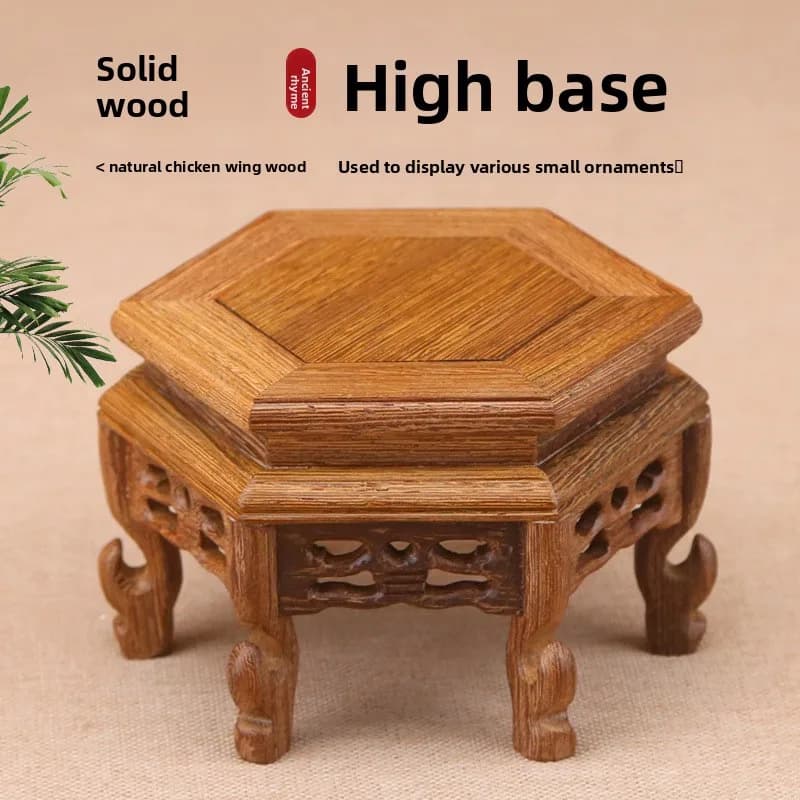 Vintage Wooden Pedestal Stand - Handcrafted Base for Wine Bottle/Buddha Statue, Multi-Purpose Display for Fishbowl & Bonsai