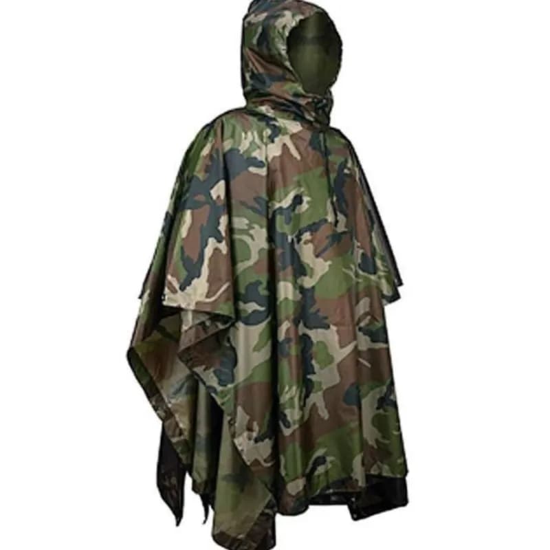 PVC/PU Camouflage Tactical Raincoat Portable Folding Waterproof Outdoor Emergency Covered Military Poncho Motorcycle Rain Coat
