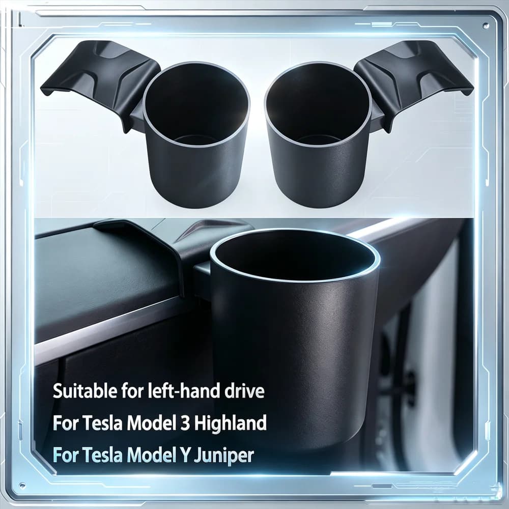 LHD Dashboard Cup Holder Custom Fit Water Cup Storage Tray For Tesla Model 3 Highland Model Y Juniper Car Interior Accessories