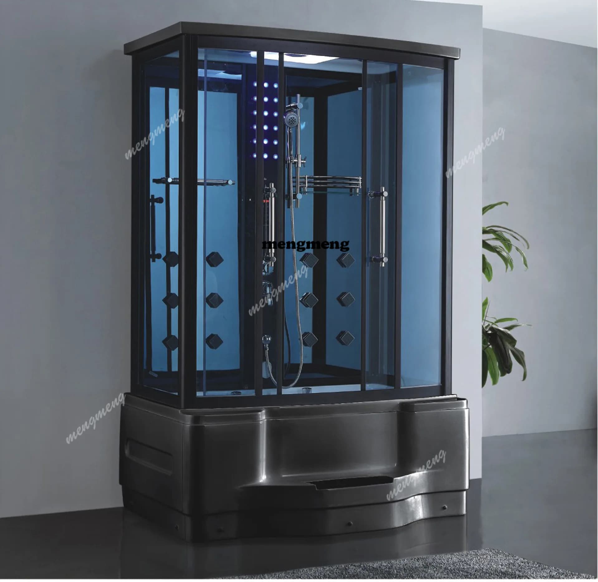 Deluxe computer family surfing massage  room, tempered glass steam integrated bathtub