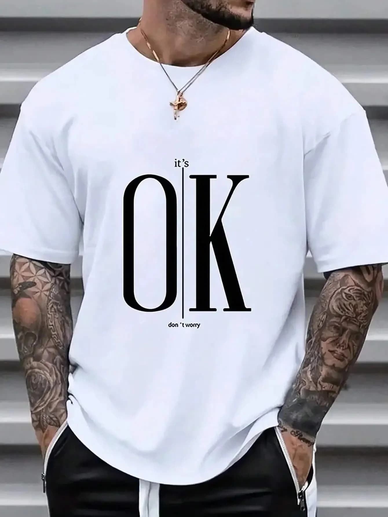 Ok Concise Slogan Graphic Men Woman T-shirt Summer Round Neck Leisure Couple's Tops XXS-4XL Street Fashion Comfortable Clothing