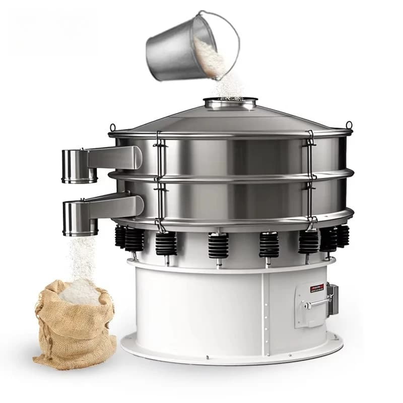 Industrial Grade Cassava Powder Screening Stainless Steel Rotary Vibrating Sieve Machine Motor for Food Processing High