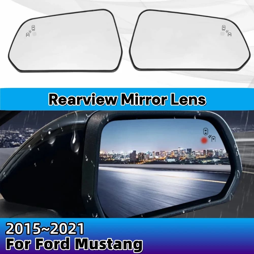 Side Heated Wing Mirror Rearview Mirror Lens With Blindspot For Ford Mustang 2015 2016 2017 2018 2019 2020 2021 USA Version