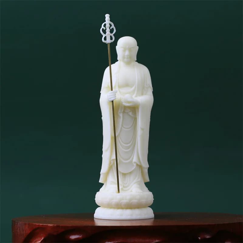 Tagua Nut Carving Ksitigarbha Bodhisattva Buddha Statue Decor Home Living Room Feng Shui Auspicious Decoration Handicrafts
