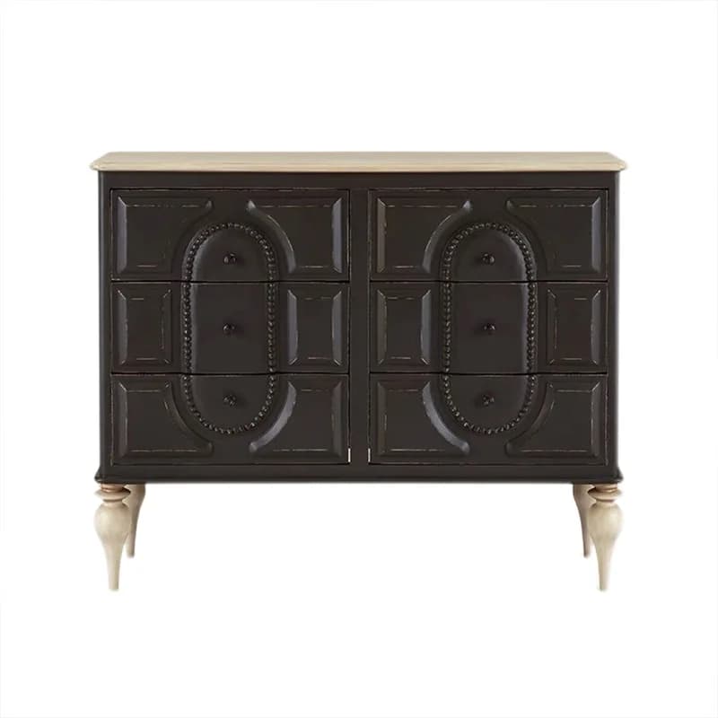 solid wood porch cabinet, postmodern simple black decorative cabinet, French rural retro light luxury dining side cabinet