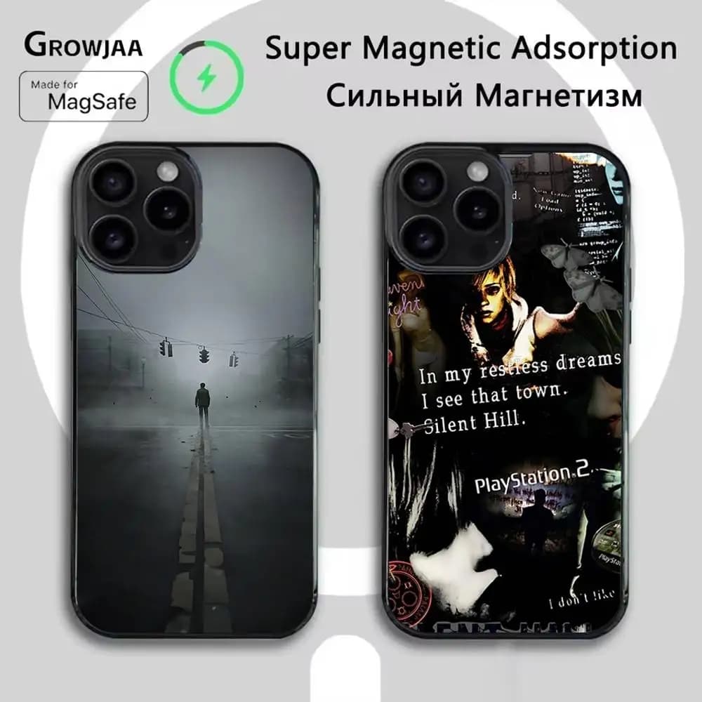 S-Silent Horror Hill Game Phone Case For iPhone 16e,16,15,14,13,12,11,Plus,Pro,Max,Mini Magsafe Magnetic Wireless Charging