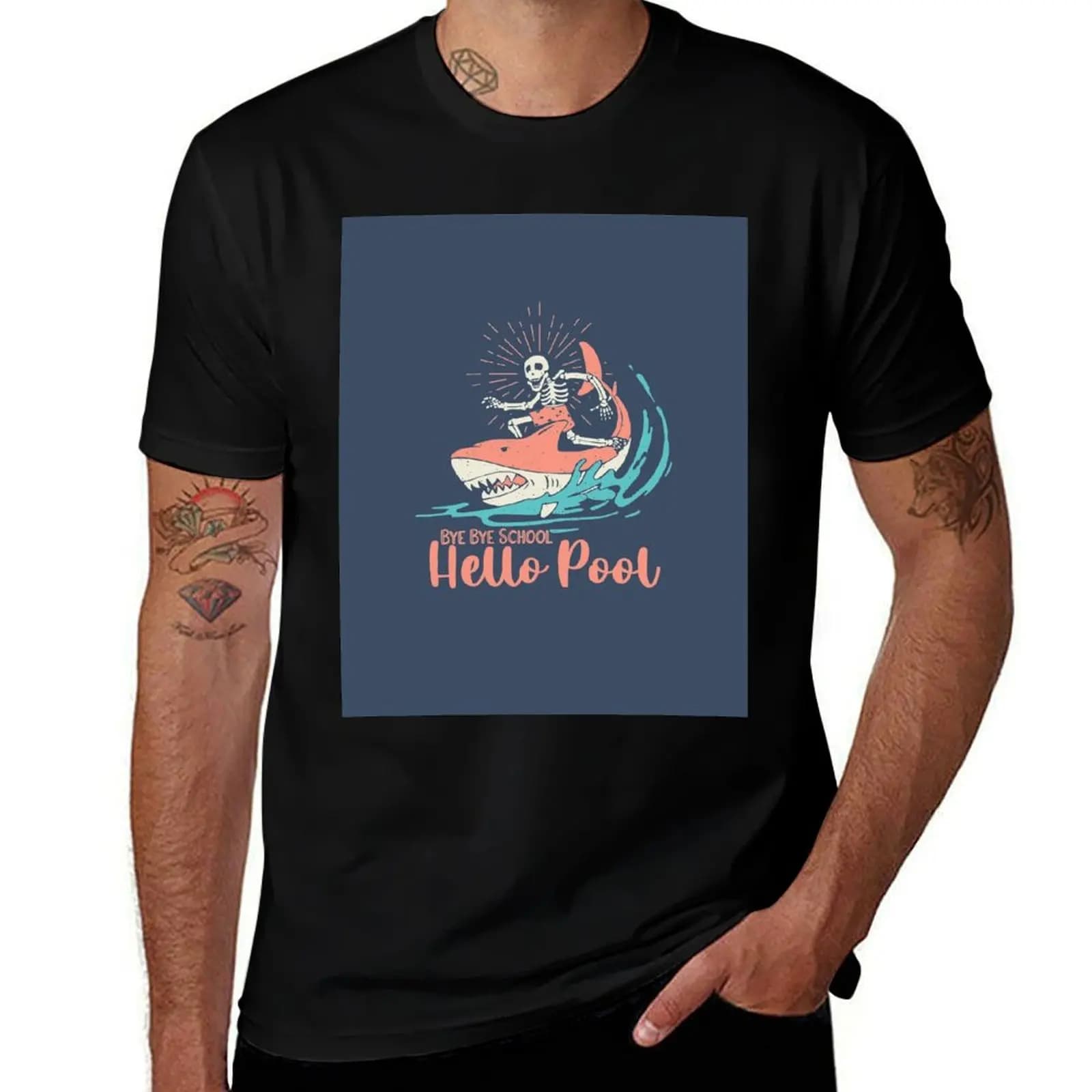 Bye Bye School Hello Pool T-Shirt Large Size Breathable Tee T-Shirt