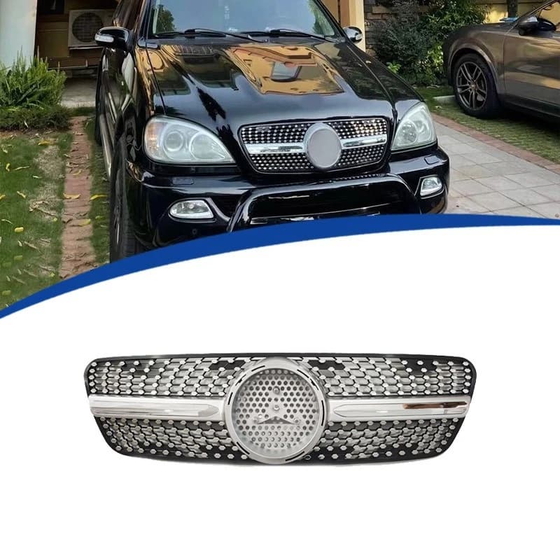 For ML Class W163 1998-2004 Front Grille Diamond Star Style ABS Replacement Racing Grill Bumper Mesh Facelift Exterior Car Parts