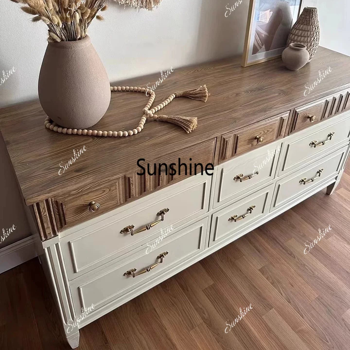 French retro solid wood nine chest cabinet living room utility cabinet