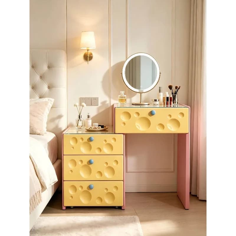 Dopamine makeup table, colored cheese, dresser, bedside, multi-functional chest, telescopic integrated bedroom locker