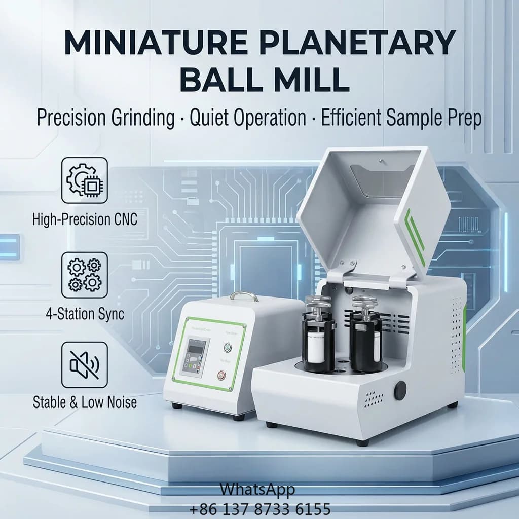 Miniature Electric Planetary Ball Mill Motor For Glove Box Use | 4-Station Lab Nano Powder Grinding Low Noise Inert Atmosphere