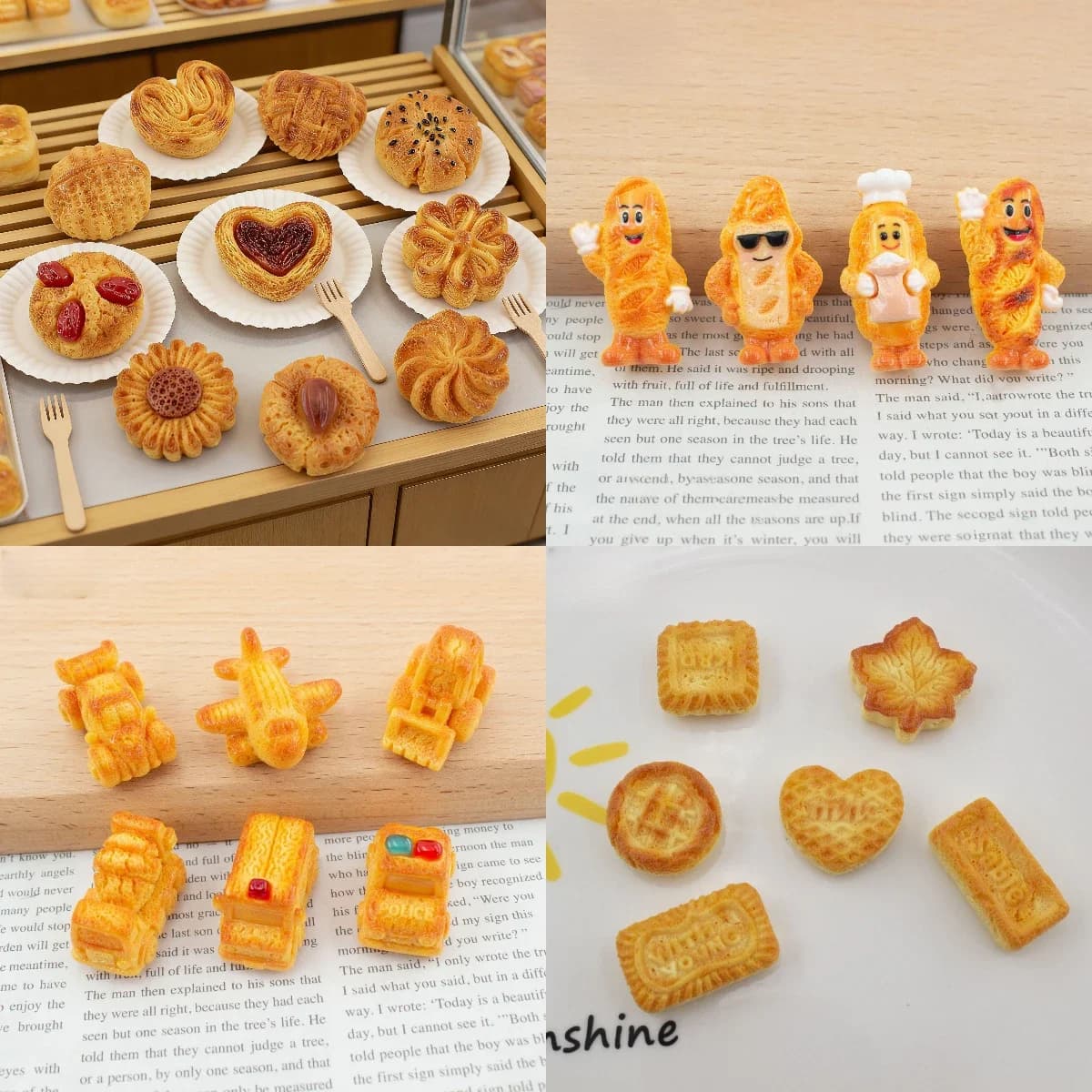 100pcs Kawaii Simulation Baking Cookie Resin Cabochon DIY Accessories for Keychain Doll House Kitchen Decor Miniature Craft