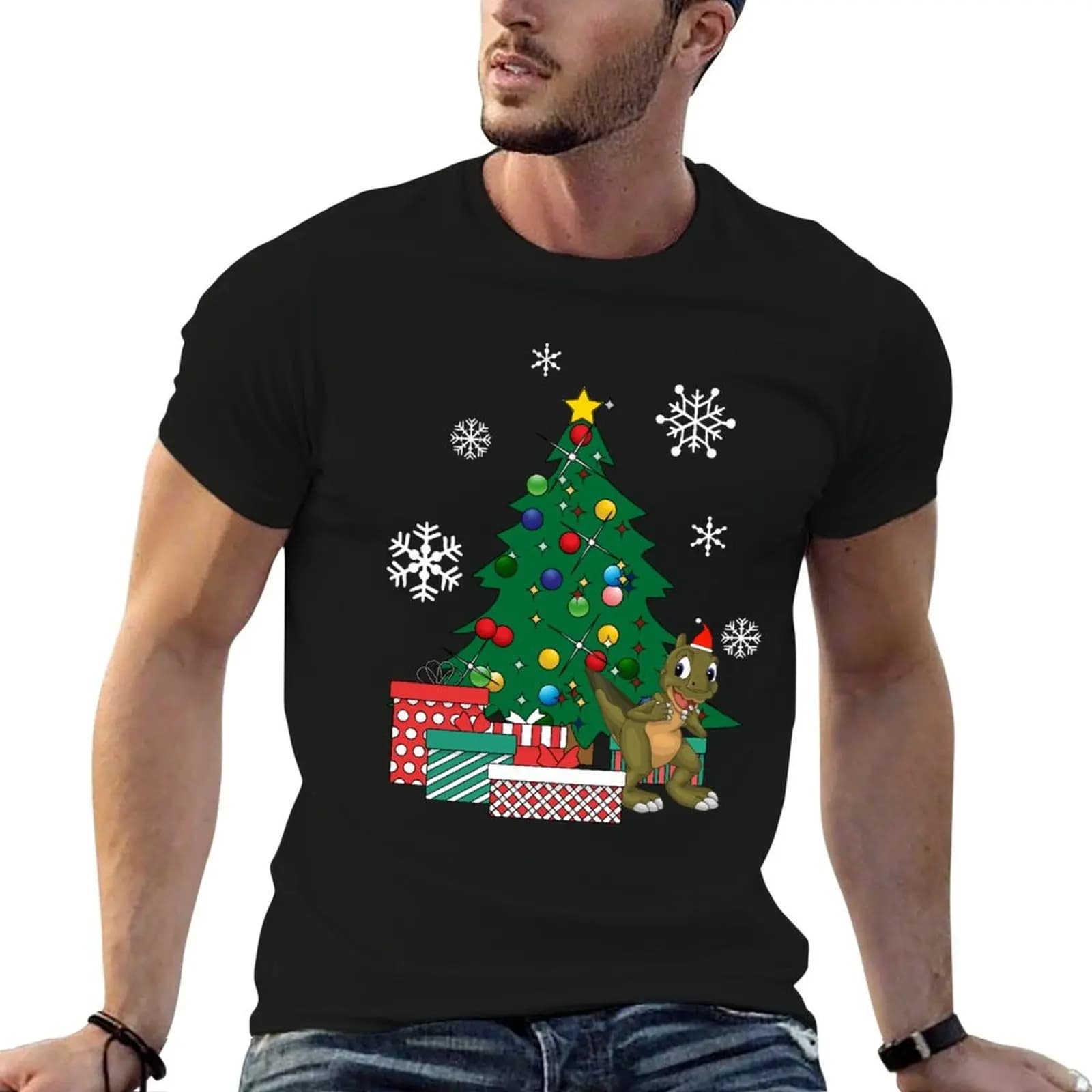 Ducky Around The Christmas Tree Land Before Time T-Shirt tees anime stuff heavy weight t shirts for men