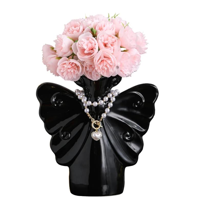 DSA vase ornament, living room flower arrangement, light luxury, high-end butterfly vase wine cabinet entrance, soft decoration