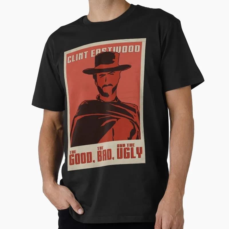 The Good, the Bad, and the Ugly Graphic T-shirt Clint Eastwood Spaghetti Western Vintage Cowboy Bounty Hunter Print Gift Tee