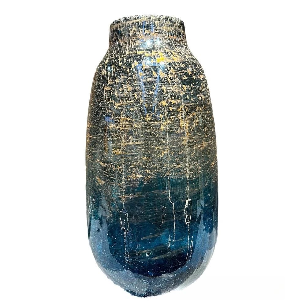Creative light luxury blue gilt ice crack vase home office high-end decorative ornament