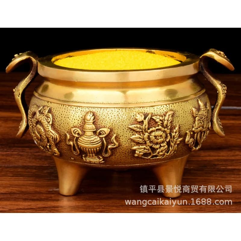Copper incense burner, Eight Treasures burner, Eight Auspicious Symbols burner, incense burner for incense, incense burner for b