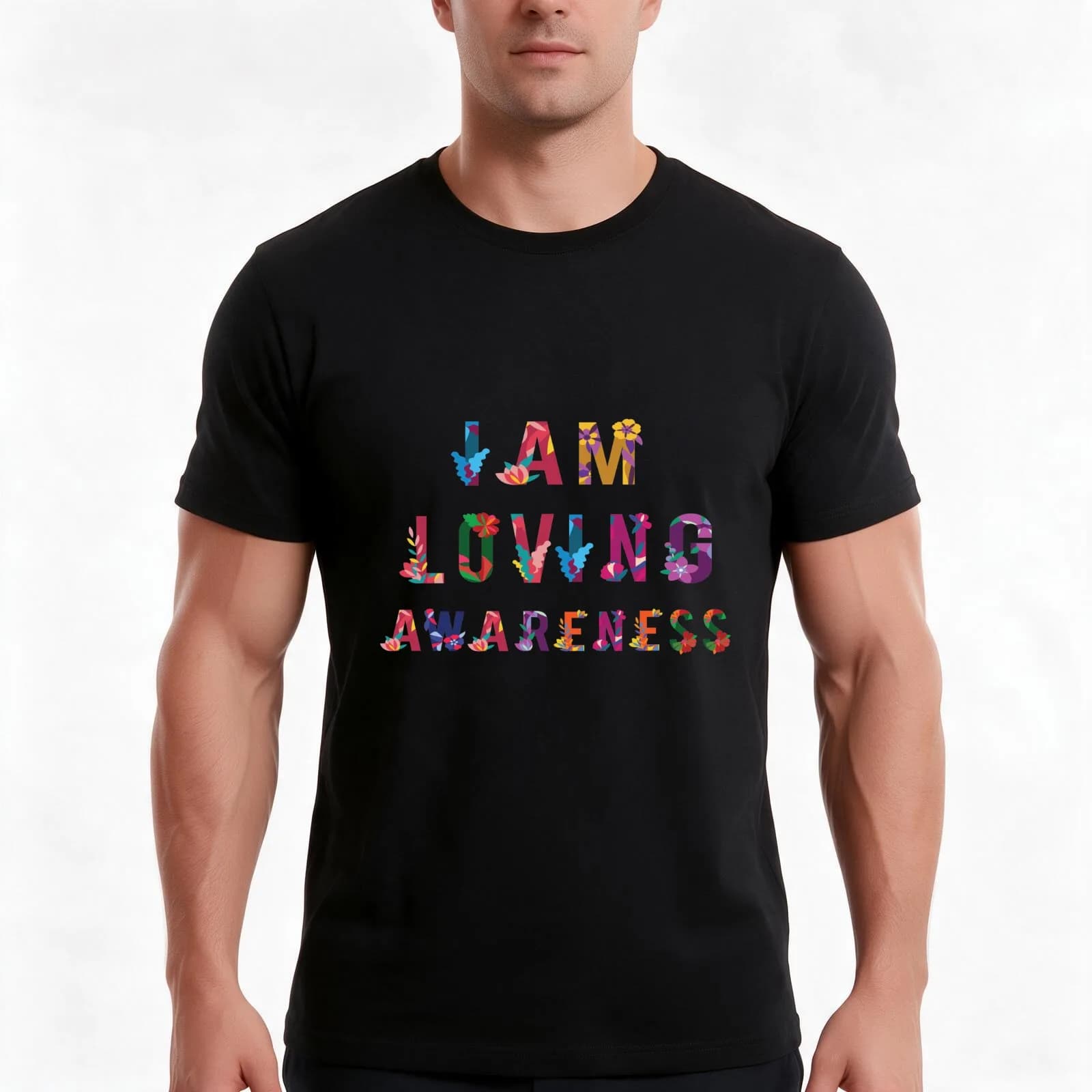 I Am Loving Awareness Ram Dass Yoga T-Shirt, Summer Casual Cotton Tee, Oversized Streetwear Tops, Vintage Graphic Print
