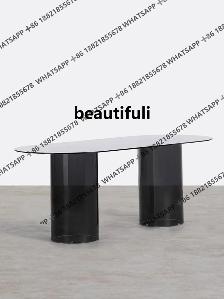 Innovative glass acrylic profound crystal dining table small apartment living room oval personalized creative table
