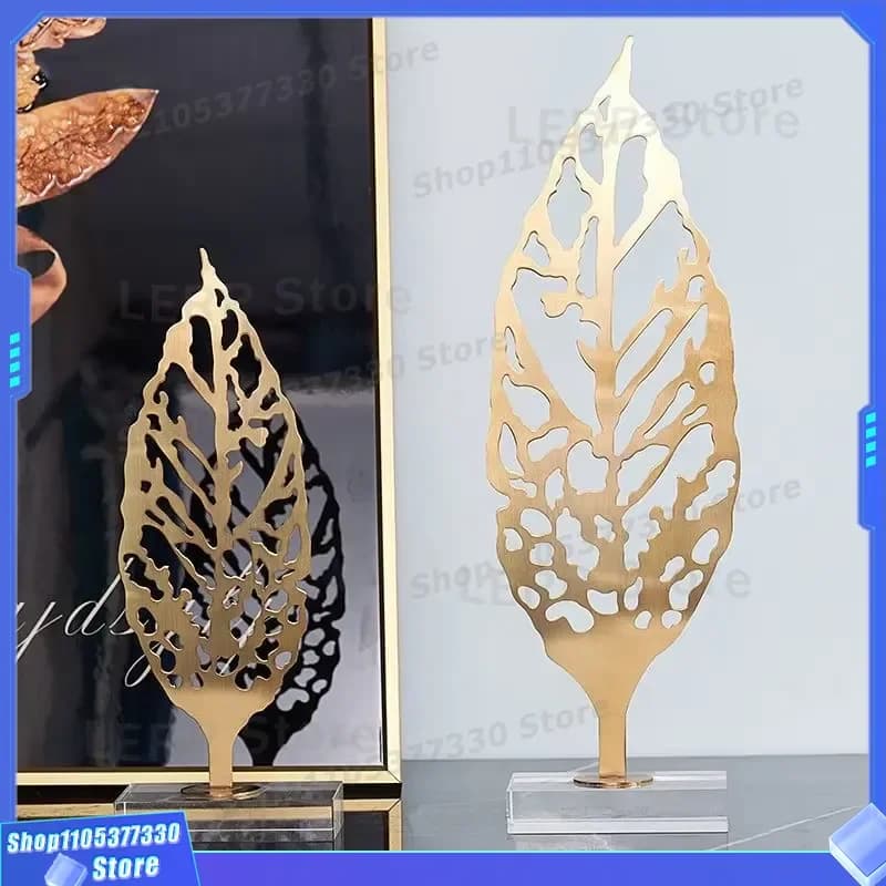 30-39cm S2 European Light Luxury Lucky Tree Leaf Ornament Home TV Cabinet Craft Living Room Decoration Modern Style Art Piece