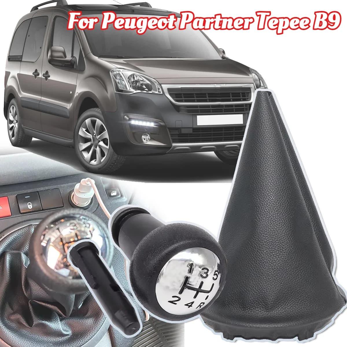 5 Speed Manual Gear Shift Lever Knob Gaiter Boot Pen Cover Parts Accessories For Peugeot Partner Tepee B9 2008 2009 2010-2018