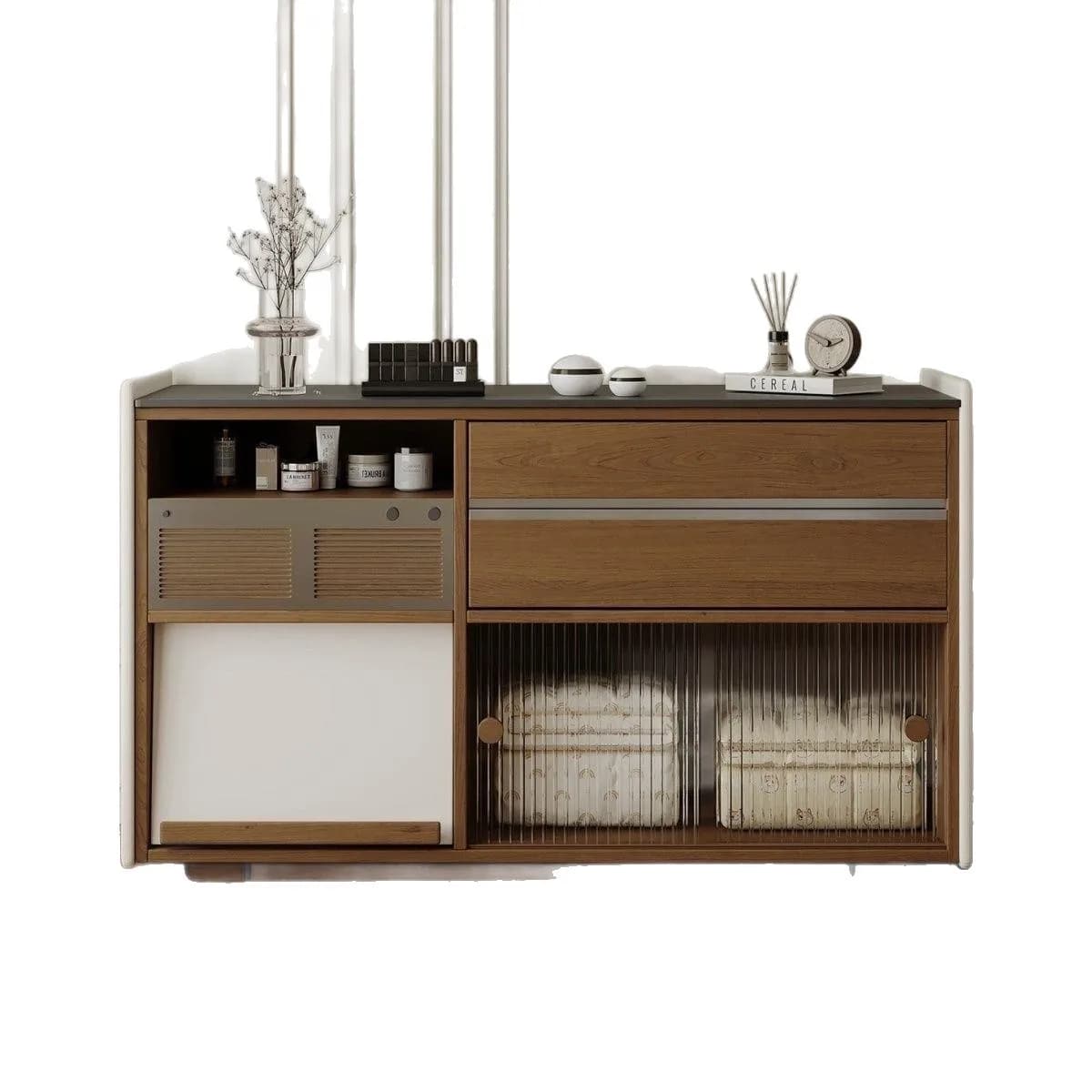YJQ French retro boxwood bedroom bedside cabinet multi-storage drawer medium antique wall low cabinet