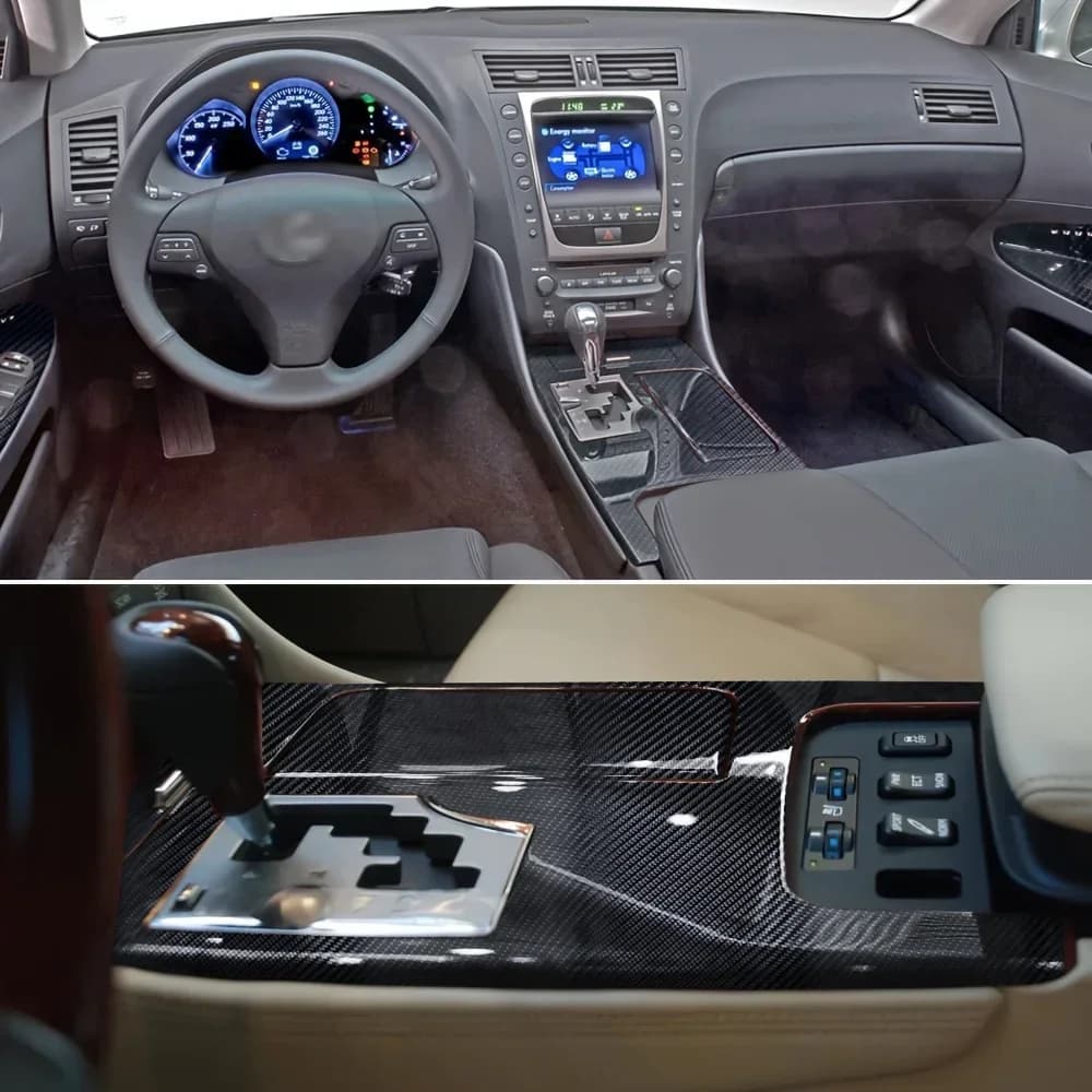 Carbon Fiber Interior Trim Set For Lexus GS 2006-2011 Series Central Console  Door Handle Decals