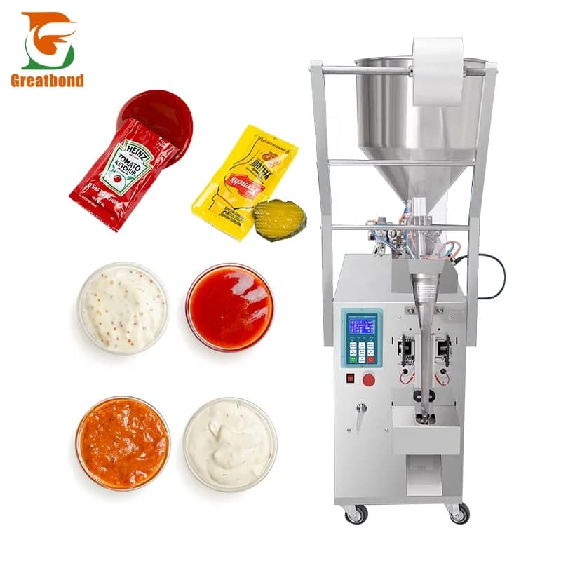 10-1000ML Commercial Vertical Liquid Paste Film Pouch Cream Honey Oil Water Ketchup Sauce Back Sealing Packaging Filling Machine