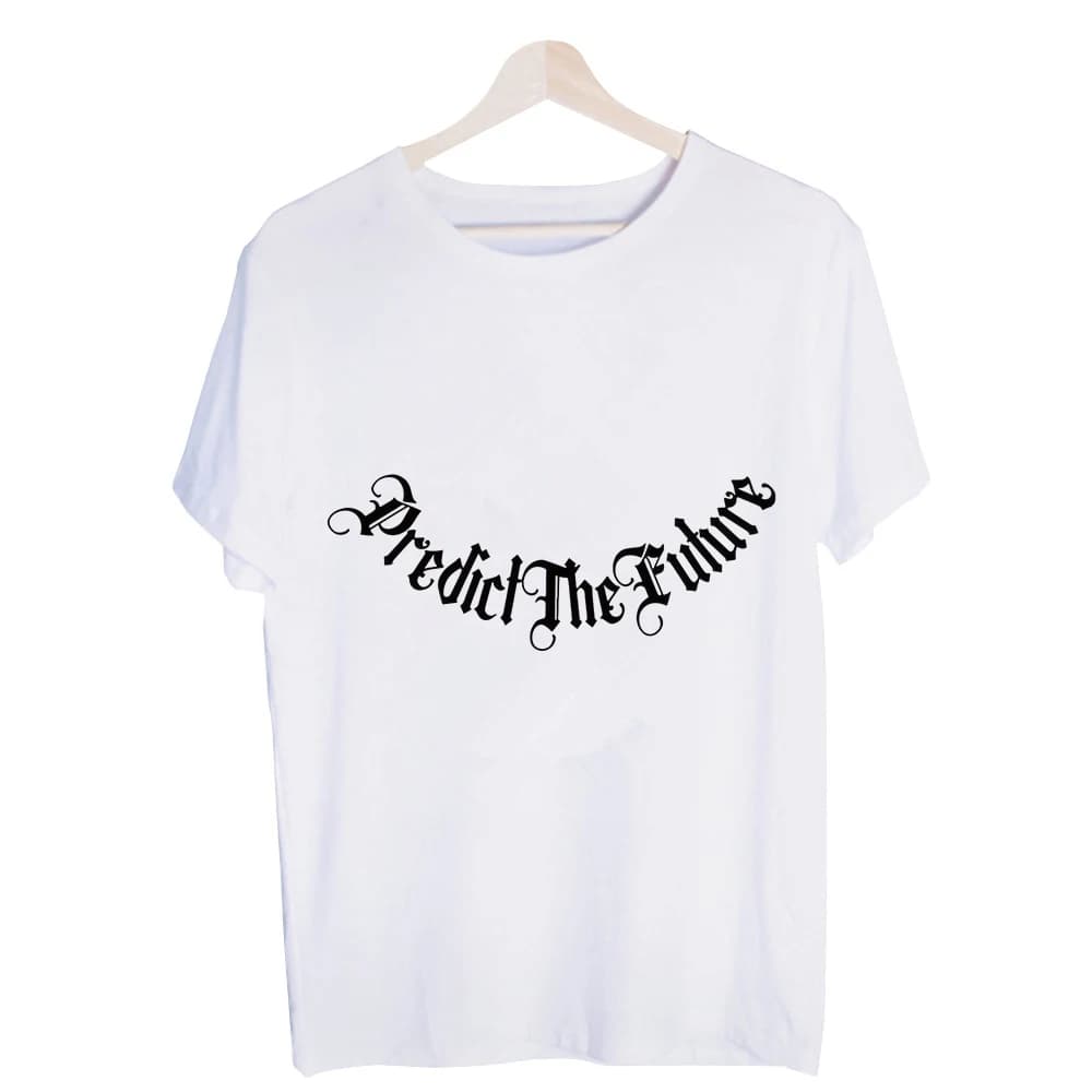 Men's "Predict The Future" Typography Print Graphic Tee, Short Sleeve Crew Neck T-Shirt for Casual Streetwear and Daily Wear