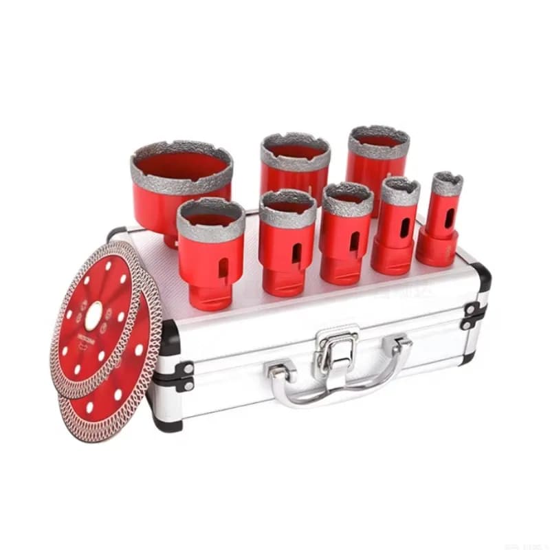 Vacuum Brazed Diamond Core Hole Saw Model 042 M14 Set 6-68mm  Red Finish for Concrete Marble Masonry Work