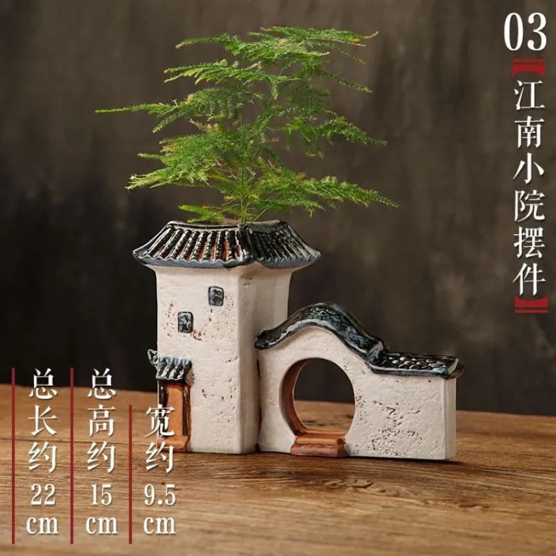 Chinese Style Ceramic Planter Vintage Decor Living Room Entry Display Tea table office decor Collection Crafts kid friend gift