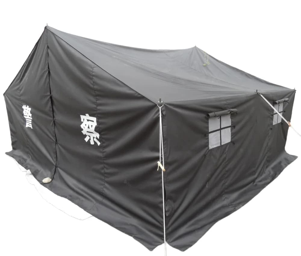 Customized 5-6 Man Family Disaster Relief Waterproof Tent Quick Build Steel Pole Single Layer Canvas Camp Shelter
